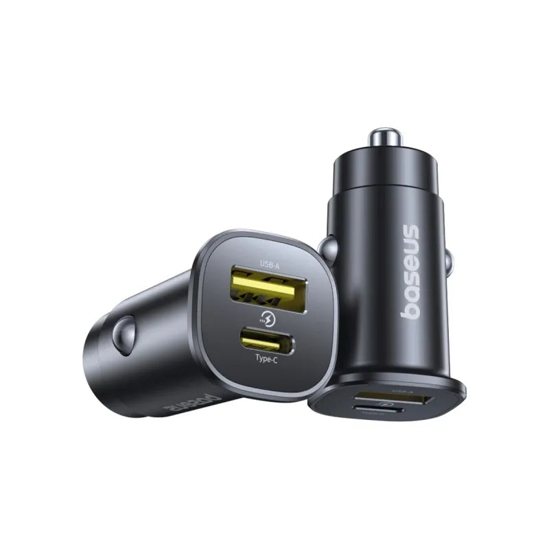 شاحن سيارة بيسيوس GoTrip DP1 بمنفذي USB‑C وUSB‑A بقدرة 30W – لون Cosmic Black