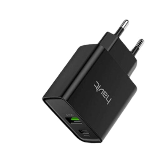شاحن Havit PD20W بمنفذين - أسود + رمادي.