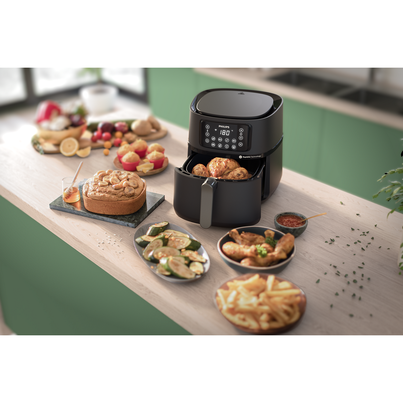 قلاية هوائية فيليبس HD9285 بدون زيت – تحكم ذكي وتقنية Rapid Air لنتائج احترافية