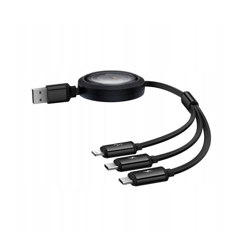 باسيوس كابل فري تو درو قابل للسحب USB→M+L+C ‏100 واط بطول 1.1م