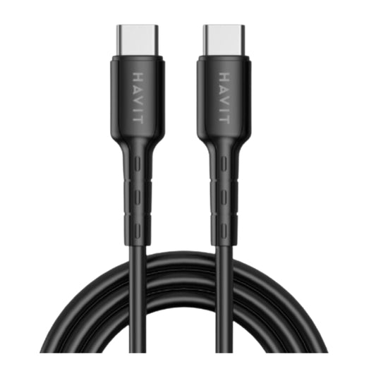كابل هافيت CB6254 من USB-C إلى USB-C بقوة شحن فائقة 60 واط وطول 1 متر - أسود
